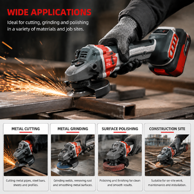 JP-JM12 125mm Dual Speed Brushless Cordless Angle Grinder Kit With 2 Batteries