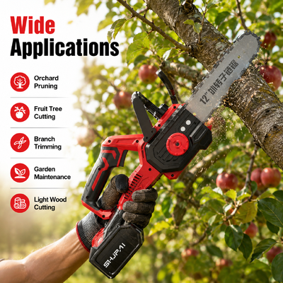 JP-LJ12T 12 Inch 1100W Brushless Cordless Chainsaw Kit With 2 Batteries For Garden And Orchard Maintenance