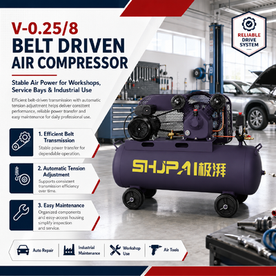 V-0.25/8 Belt Driven Air Compressor 0.25m³/min 0.8MPa Industrial Workshop Air Compressor