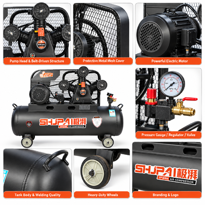 JP0.36A-8/12 90L Belt Driven Air Compressor 360L/min 12.5Bar 3.0kW