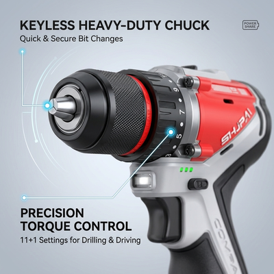 OEM 21V Cordless Drills 1/2 Inch Chuck 60N.M Brushless 1640RPM Battery Powered Driver