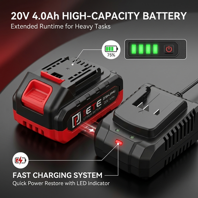 21V Cordless Brushless Drill 160N.M Torque 13mm Chuck 4.0Ah Battery Powered Driver Kit