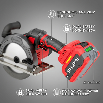 45 Degree Bevel Cordless Circular Saw 165mm 21V Brushless 63mm Depth Woodworking Saw
