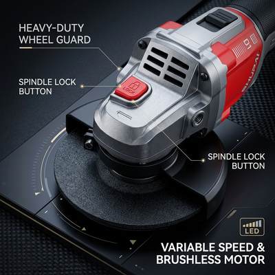125mm Cordless Angle Grinder With 10000RPM Brushless Motor Battery Angle Grinder For Metal Cutting