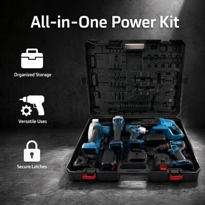 350N.M 21V Cordless Tool Set 5 Batteries 2 Chargers 4.0Ah Heavy Duty Carry Case Kit