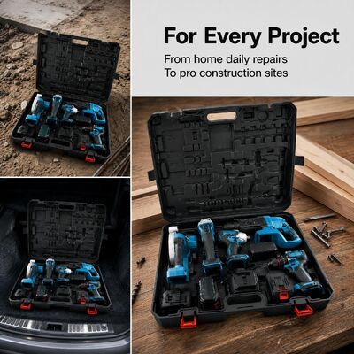 350N.M 21V Cordless Tool Set 5 Batteries 2 Chargers 4.0Ah Heavy Duty Carry Case Kit