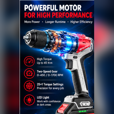 20V Cordless Drills 13mm Keyless Chuck 60Nm Torque Lithium Ion Battery Powered Compact Driver