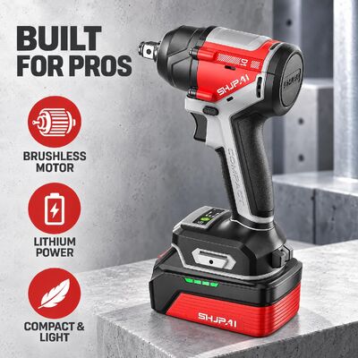 20V Brushless Impact Wrench For Scaffolding 350N·m M8-M20 1/2in Kit