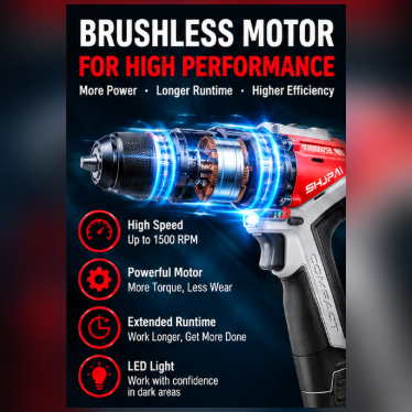 16.8V Cordless Drill Machine 10mm Keyless Chuck 2 Speed With 2 Batteries Carry Case
