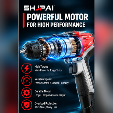 Multifunctional Lithium 20V Portable Cordless Brushless Power Drill 2 In 1 For Wood Metal Drilling