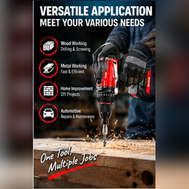 Multifunctional Lithium 20V Portable Cordless Brushless Power Drill 2 In 1 For Wood Metal Drilling
