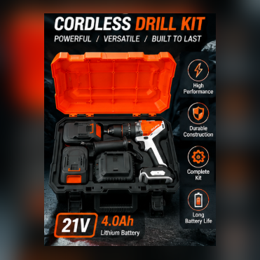 60N.M Torque 21V Cordless Drills 2.0Ah Lithium Battery Powered Electric Driver Home DIY Tool Kit