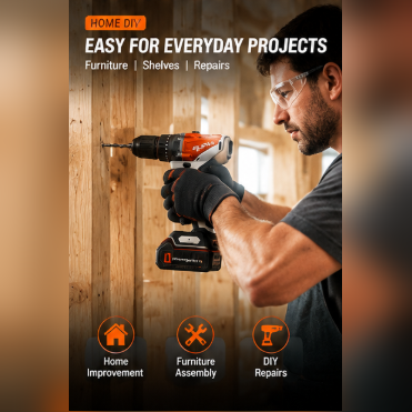 60N.M Torque 21V Cordless Drills 2.0Ah Lithium Battery Powered Electric Driver Home DIY Tool Kit