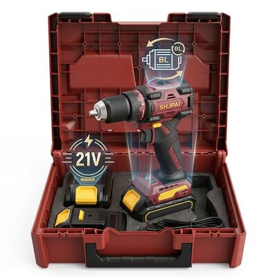 SHJPAI 21V Brushless Cordless Drill, 65N.M High Torque Power Driver Kit With 2 Batteries 1 Charger