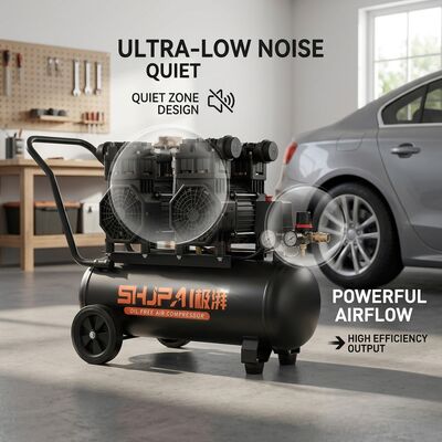 Silent Air Compressor 10 Bar 50L Tank Low Noise Piston Unit For Airbrush Spraying 220V