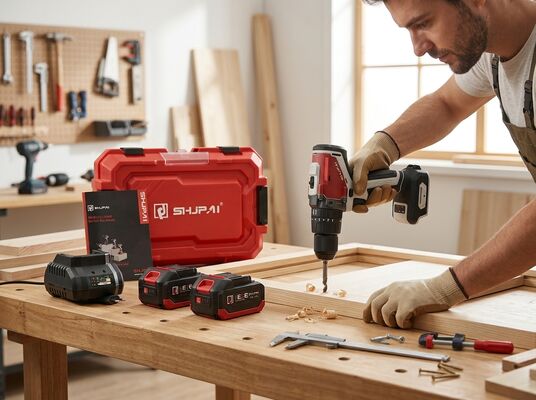 SHJPAI 20V Brushless Cordless Drill 13mm Keyless Chuck 60N.M Torque 2060RPM Lightweight