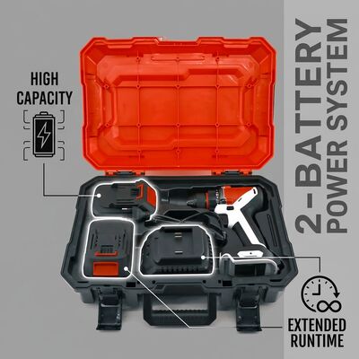 SHJPAI JP-CJ125X 20V Brushless Cordless Impact Drill 125Nm High Torque 13mm Chuck 2x 4.0Ah Kit