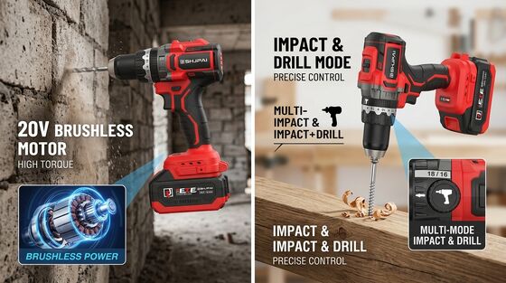 160Nm 20V Brushless Cordless Impact Drill High Torque Dual Speed 13mm Chuck 2x 4.0Ah Kit