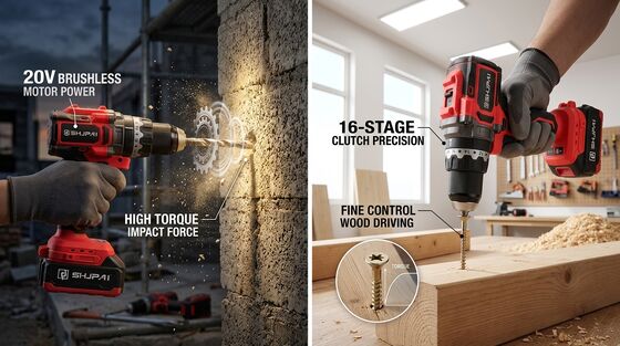 160Nm 20V Brushless Cordless Impact Drill High Torque Dual Speed 13mm Chuck 2x 4.0Ah Kit