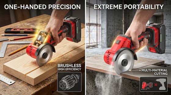 SHJPAI JP-YJ03YX 21V Brushless Mini Circular Saw 1000W 0.8kg One Handed 2x 4.0Ah Wood Tile Cutting Kit