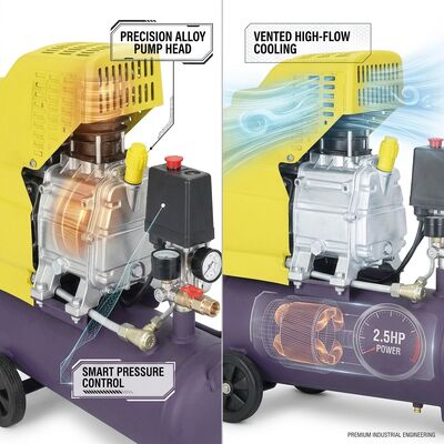 2.5HP 220L/min Low Noise Portable Air Compressor Piston Pump For Woodworking Painting