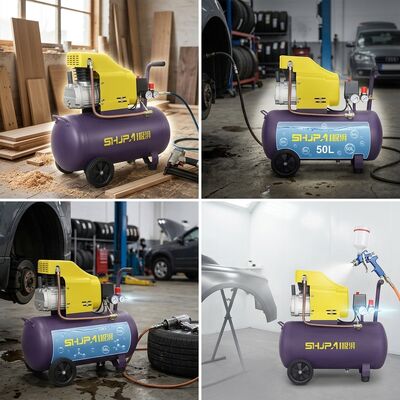 50L Direct Drive Air Compressor 2.5HP 204L/min High Flow 8Bar Low Noise For Woodworking Auto Repair