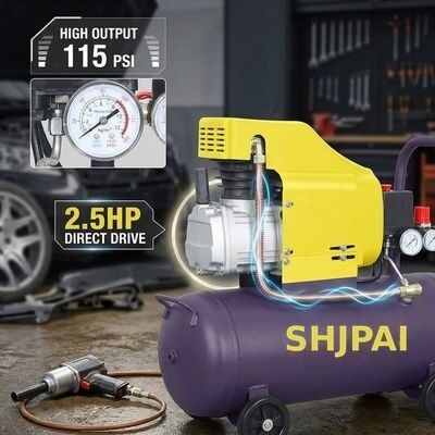 50L Direct Drive Air Compressor 2.5HP 204L/min High Flow 8Bar Low Noise For Woodworking Auto Repair