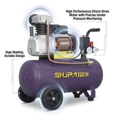 2.5HP Air Compressor With 40L Tank And 220L/min Airflow Portable Direct Drive Pump For Professional Use