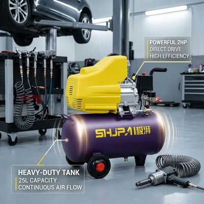 2HP Direct Drive Air Compressor With 25L Tank And 204L/MIN Air Delivery For Home Use