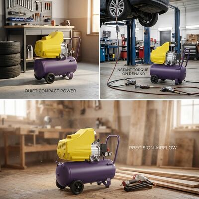 2HP Direct Drive Air Compressor With 25L Tank And 204L/MIN Air Delivery For Home Use