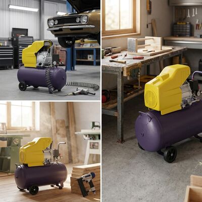 50L Direct Drive Air Compressor 2.5HP 220L/Min Max Flow 8Bar Heavy Duty Oil Free Low Noise