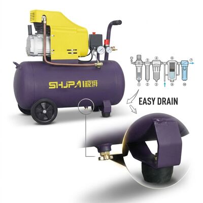 50L Direct Drive Air Compressor 2.5HP 8Bar 190L/Min Low Noise Oil Free Portable